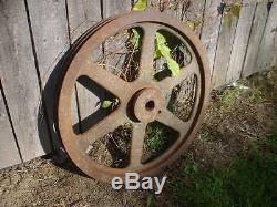 Vintage Cast Iron Wheel Farm Pulley Antique Old Rustic Decor Steampunk HEAVY 19