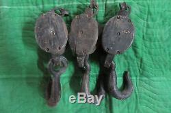 Vintage Cast Iron & Wood Block and Tackle (3)