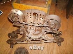 Vintage Clover Leaf Unloader Hay Trolley With Myers Drop Pulley Moves Freely