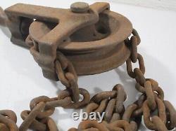 Vintage D Round & Sons Chain Hoist Double Block and Tackle Cleveland OH