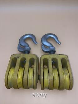 Vintage Double Pulleys With Hooks