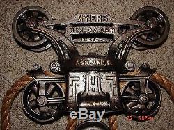 Vintage F. E. Myers & Bros. Unloader Hay Trolley & Pulley With Barn Rope