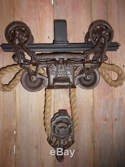 Vintage F. E. Myers Hay Trolley/ Original PaintCarrier Cast Iron Pulley Barn