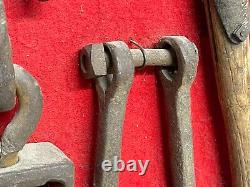 Vintage Farm Barn Tool display with pully hooks trap ect