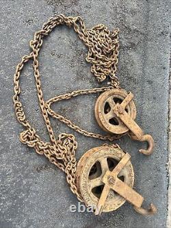 Vintage Harrington Pulley System Industrial 1.5 Ton Remarkable Withchain AS IS