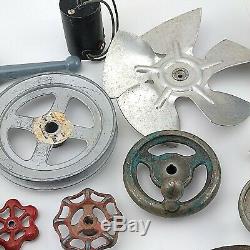 Vintage Industrial Machine Age Lot Brass Hand Wheel Levers Pulley Steampunk Art
