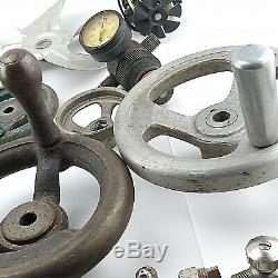 Vintage Industrial Machine Age Lot Brass Hand Wheel Levers Pulley Steampunk Art