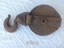 Vintage Industrial Style Norco 8 Inch 3 Ton Snatch Block Pulley All Steel L@@K