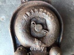 Vintage LARGE 1800's Cast Iron Novelty Pulley Out of Barn! Patented 1870 or 80's