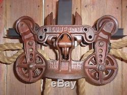Vintage Louden Hay Trolley/Carrier Cast Iron Pulley Barn Original Paint