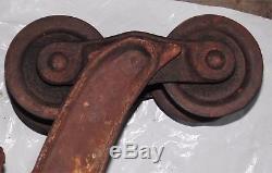 Vintage Louden MCHY CO. Fairfield Barn Hay Trolley Carrier Cast Iron With Pulleys