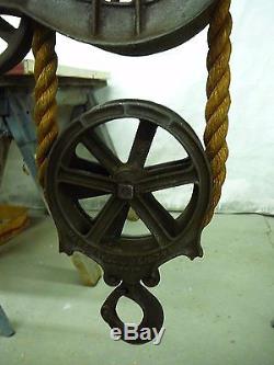 Vintage Louden Senior Hay Trolley with drop Pulley & 8' of barn rope. Awesome