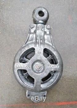 Vintage MADESCO EASTON PA 15 Ton Snatch Block & Tackle Pulley 12-inch wheel