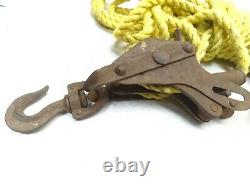 Vintage Metal Heavy Duty Block & Tackle Pully System