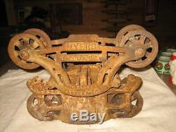 Vintage Myers Unloaded Cast Iron Hay Pulley Barn Trolley/carrier Ashland, Ohio