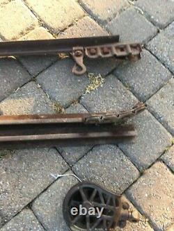 Vintage Myers hay carriage trolley 45' track with hangers Blocks Complete