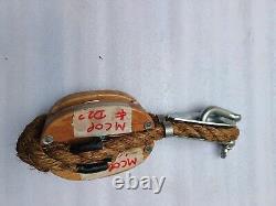 Vintage Nautical Maritime Wooden Pulley