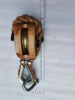 Vintage Nautical Maritime Wooden Pulley