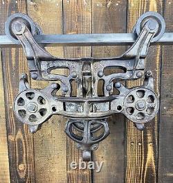 Vintage Original BOOMER Barn Metal Hay Trolley Carrier with Center Drop Pulley