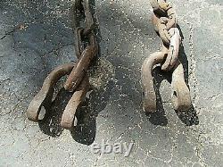 Vintage Pair Heavy Duty Cast iron Chain Link 9 feet and 2inches in length