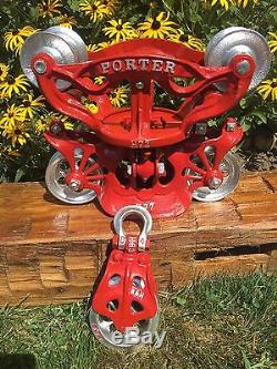 Vintage Porter Reversible Cast Iron Barn Hay Carrier-trolley & Drop Pulley