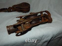 Vintage Rope Pullys (2) Hardware for Rope, Sailboat, Light Mooring