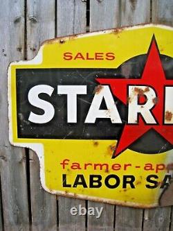 Vintage STARLINE Sales & Service Tin Sign Barn Pulley Primitive STOUT Antique