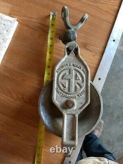 Vintage Sherman and Reilly aluminum swing-open commercial fishing pulley block