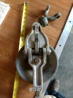 Vintage Sherman and Reilly aluminum swing-open commercial fishing pulley block