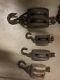 Vintage Snatch Blocks with Pulleys, Set of 4