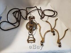 Vintage Street Car Bell Brass with Rope and 3 Pulleys