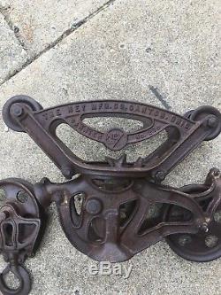 Vintage The Ney Mfg Co No. 276 Barn Hay Trolley Carrier Drop Pulley Tool USA