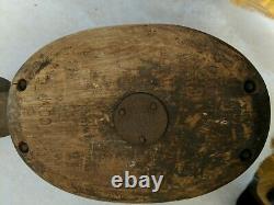 Vintage Wood Block Double Pulley with Large Hook Western Lock Co 8 COM 10 lb