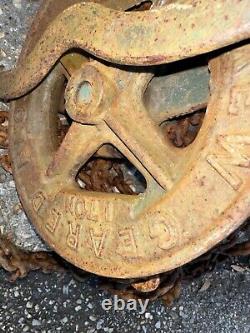 Vintage Yale & Towne 1 Ton Block n Tackle Chain Hoist Screw Geared Block