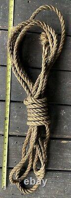 Vintage antique 1/2 inch thick nautical hemp rope, for decor 23 1/2 feet