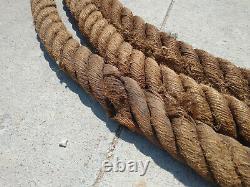 Vintage antique 1-3/4 inch thick nautical hemp rope, for decor 21+ feet