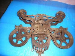 Vintage cast Iron Barn fresh MYERS OK Unloader Hay trolley with drop pulley