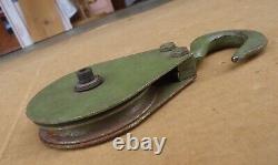 Vintage green bronze bearig pulleys heavy duty block and tackle hooks wichita