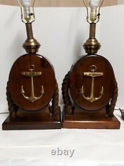 Vintage nautical theme table lamps block & tackle, set of 2