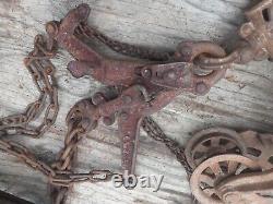 Vntg Cast Iron Myers O. K. Hay Trolley Drop Pulley Louden Iron Claw Forks Tracks