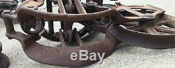 Vtg Antique Cast Iron Louden Senior Hay Trolley Carrier Unloader with Drop Pulley