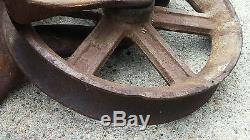 Vtg Antique Cast Iron Louden Senior Hay Trolley Carrier Unloader with Drop Pulley