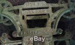 Vtg Antique Cast Iron Myers Ashland O Unloader Hay Trolley Carrier & Drop Pulley