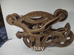 Vtg Antique Cast Iron Ney Mfg. Co. No 135X 137X Unloader Farm Pulley Hay Trolly