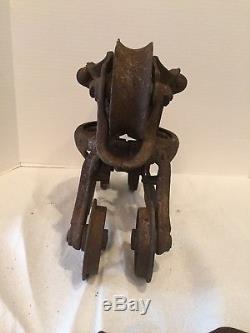 Vtg Antique F. E. MYERS UNLOADER HAY TROLLEY carrier rustic farm tool Cast Iron