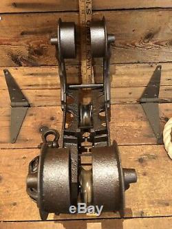 Vtg Antique F. E. Myers XX Hay Barn Trolley/Carrier withDrop Pulley and Hanger