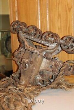 Vtg Antique Old Hay Trolley Farm Barn F E Meyers Light Industrial Cast Iron Tool