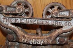 Vtg Antique Old Hay Trolley Farm Barn F E Meyers Light Industrial Cast Iron Tool