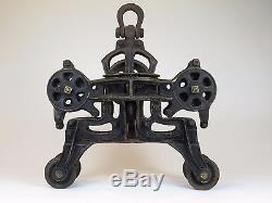 Vtg BOOMER HAY TROLLEY carrier withpulley light chandelier antique-ORIGINAL PAINT