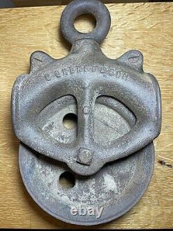 Vtg Heavy Cast Iron Block & Tackle Pulley S. Cheney & Son Manlius, N. Y
